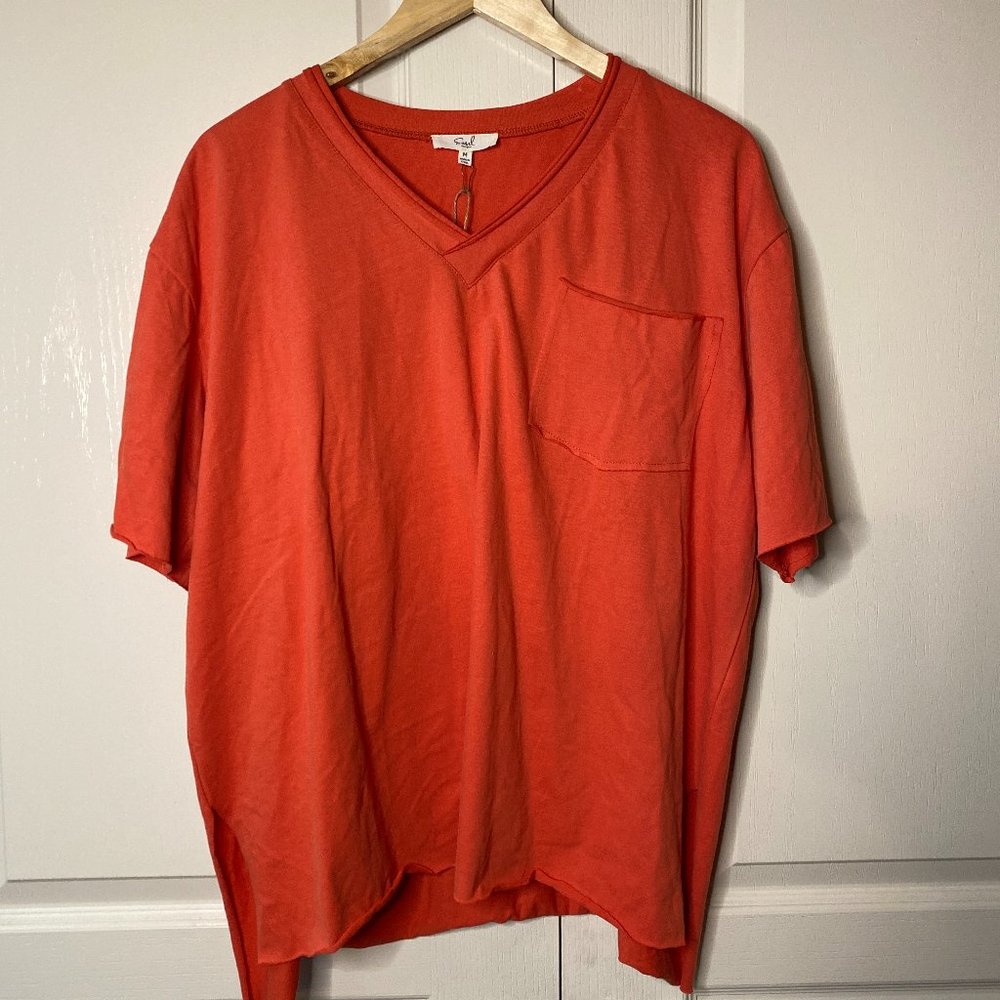 Easel Anthropologie Orange S/S Oversized Shirt Sz M NWT